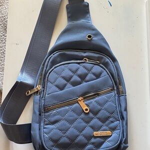 Blue Quilted Crossbody Sling Bag